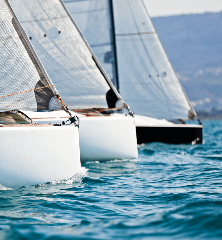 Decorative close-up photograph of lock holding sail in place on a boat.